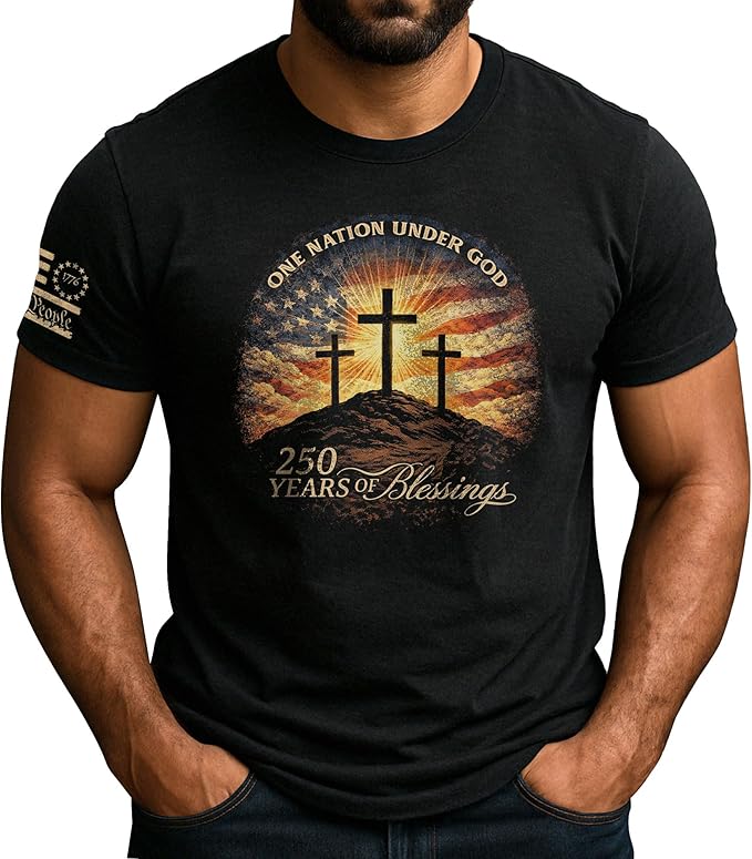 One Nation Under God patriotic Christian American flag t-shirt faith and freedom 4th of July veteran gift