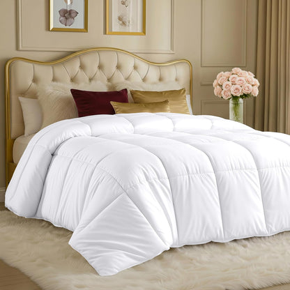 Utopia Bedding Comforters Queen Size, All Season Duvet Insert, Down Alternative Box Stitched Bed Comforter with Corner Tabs, Machine Washable (White, Pack of 4)