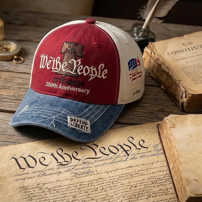 USA 250th Anniversary Hat | Adjustable Patriotic Baseball Cap | Tribute Retro Washed Print