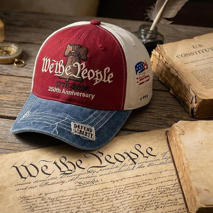 USA 250th Anniversary Hat | Adjustable Patriotic Baseball Cap | Tribute Retro Washed Print