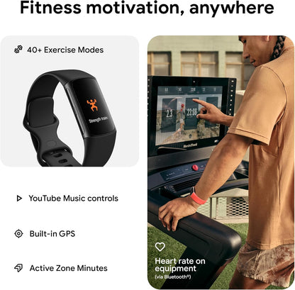 Fitbit Charge 6 Fitness Tracker with Heart Rate, GPS, Obsidian