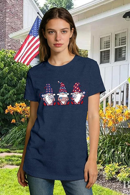 4th of July Shirts Women American Flag Gnomes T-Shirt | Patriotic Stars and Stripes Tee Tops