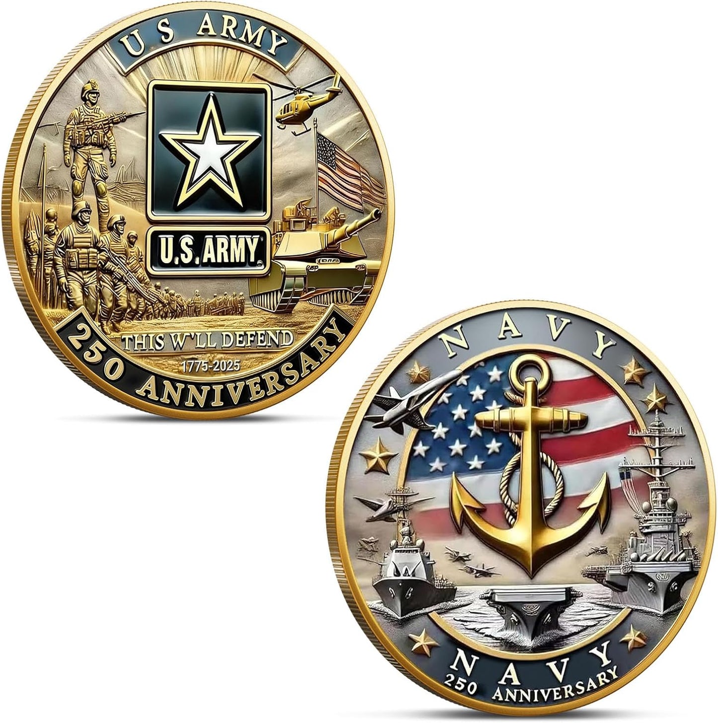 250th Anniversary Army Navy Challenge Coin Set – 3-Piece