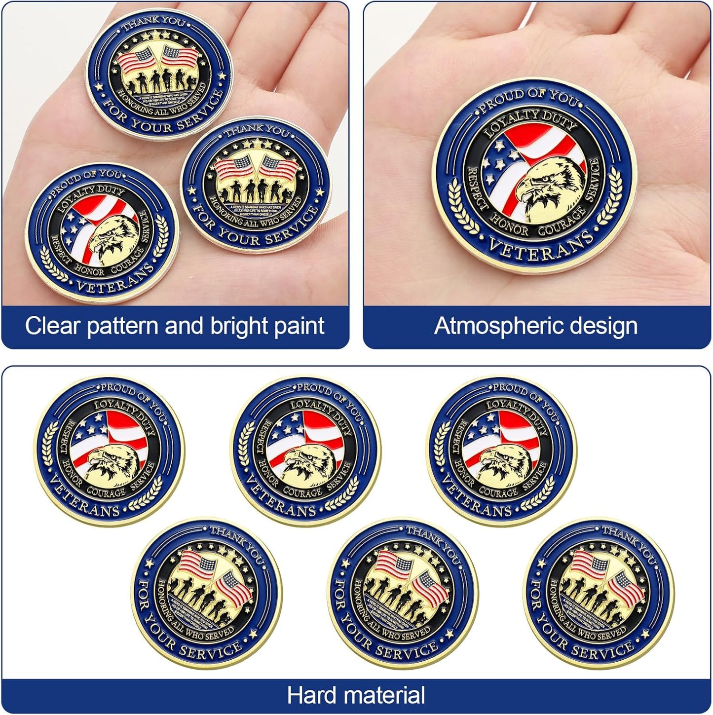 Landical 40-Piece Military Challenge Coins Collection Set — 250th Anniversary Veteran Appreciation Gift for Men & Women