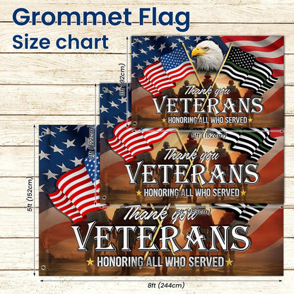 Outdoor Army veteran thank you veterans flag 3x5 ft patriotic decoration for home garden and yard display on Veterans Day Memorial Day and 4th of July