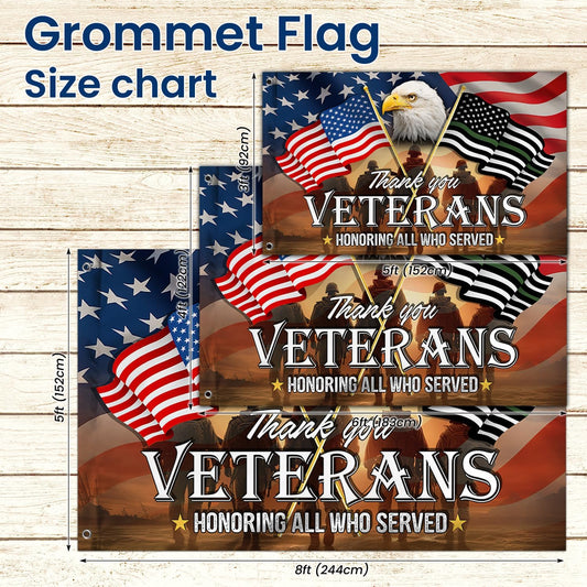 Outdoor Army veteran thank you veterans flag 3x5 ft patriotic decoration for home garden and yard display on Veterans Day Memorial Day and 4th of July