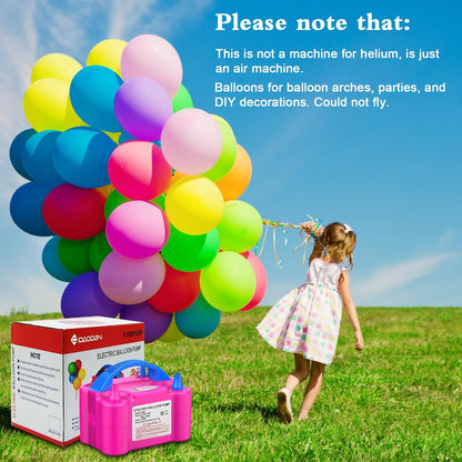 IDAODAN Electric Balloon Pump, Portable Electric Balloon Blower Machine Balloon Air Pump Dual Nozzle Rose Red 110V 600W Balloon Inflator for Party Decorations