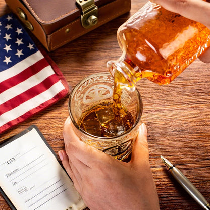 Engraved US Navy 10oz veteran tribute whiskey glass patriotic military gift for men dad and husband