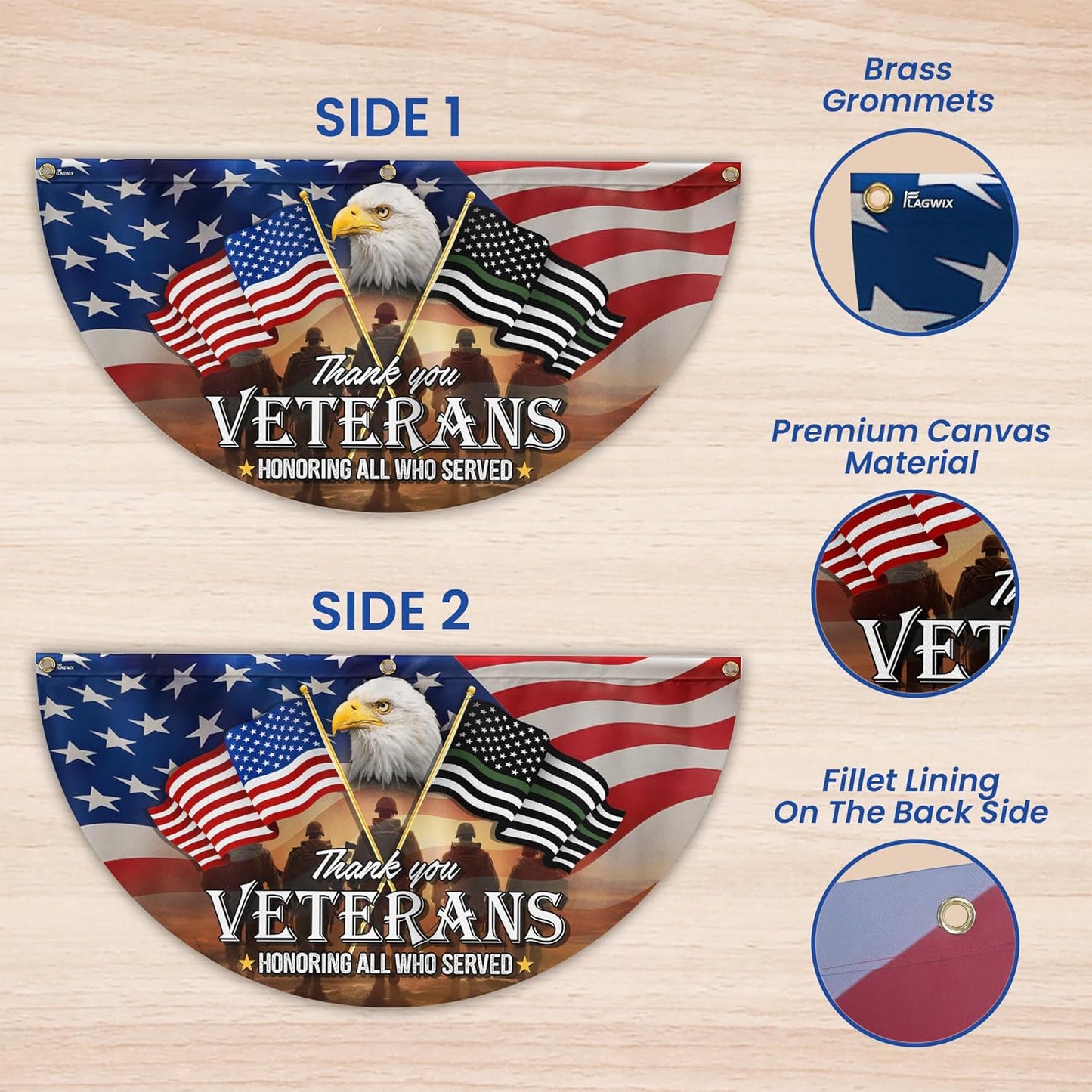 Outdoor American Army veteran non-pleated fan flag bunting 3x6 ft patriotic decorative flag for home garden 4th of July and Memorial Day decor