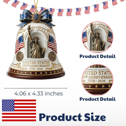 250th Anniversary USA patriotic flat acrylic Liberty Bell ornament 1776-2026 commemorative keepsake gift for veterans and 4th of July Independence Day tree decor