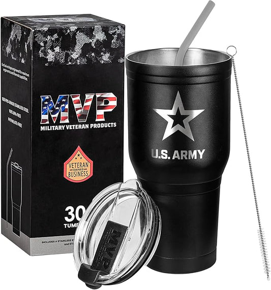 30oz US Army black double wall vacuum insulated stainless steel travel mug patriotic soldier deployment gift for veterans