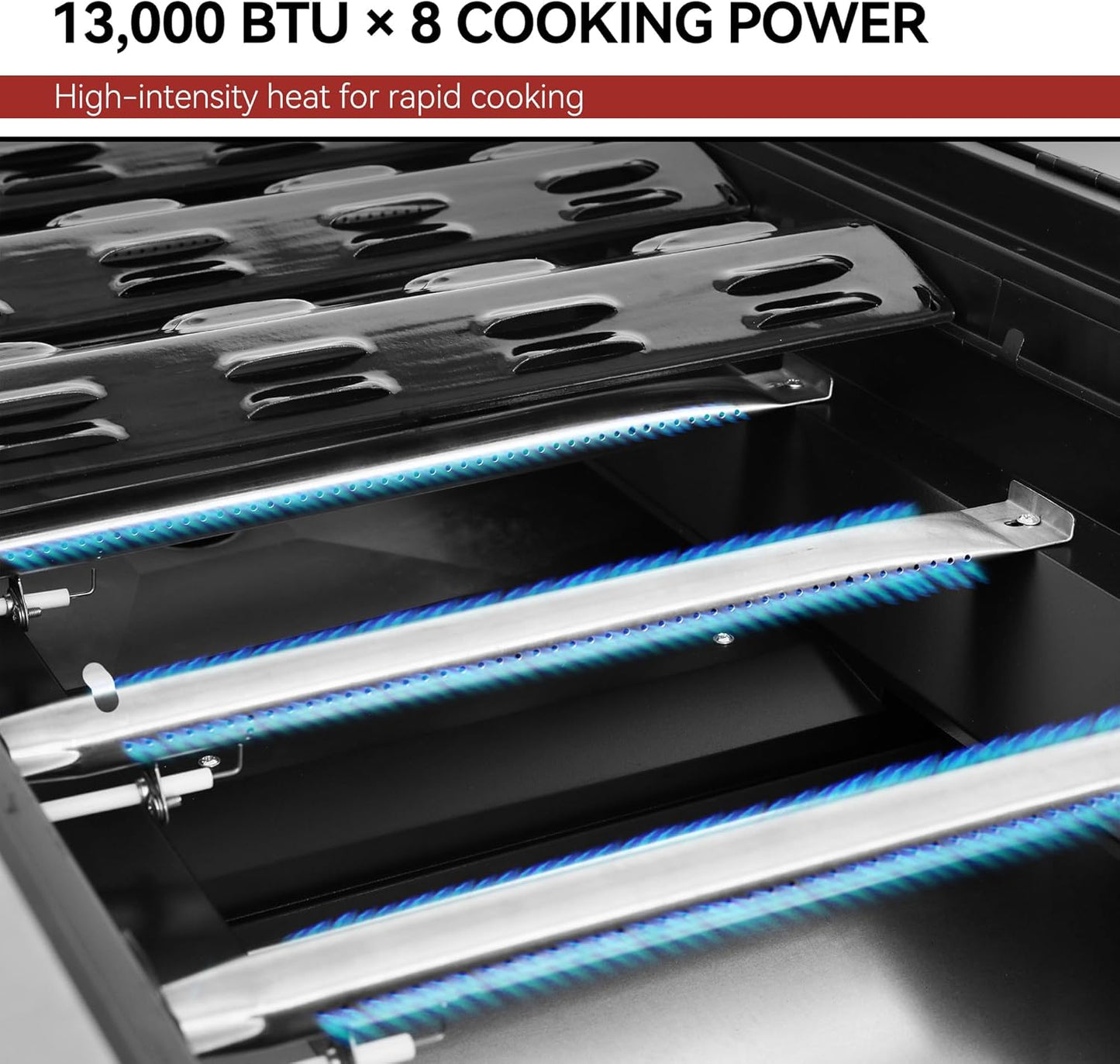 Royal Gourmet 8-burner black liquid propane gas grill with dual independently controlled systems for outdoor BBQ
