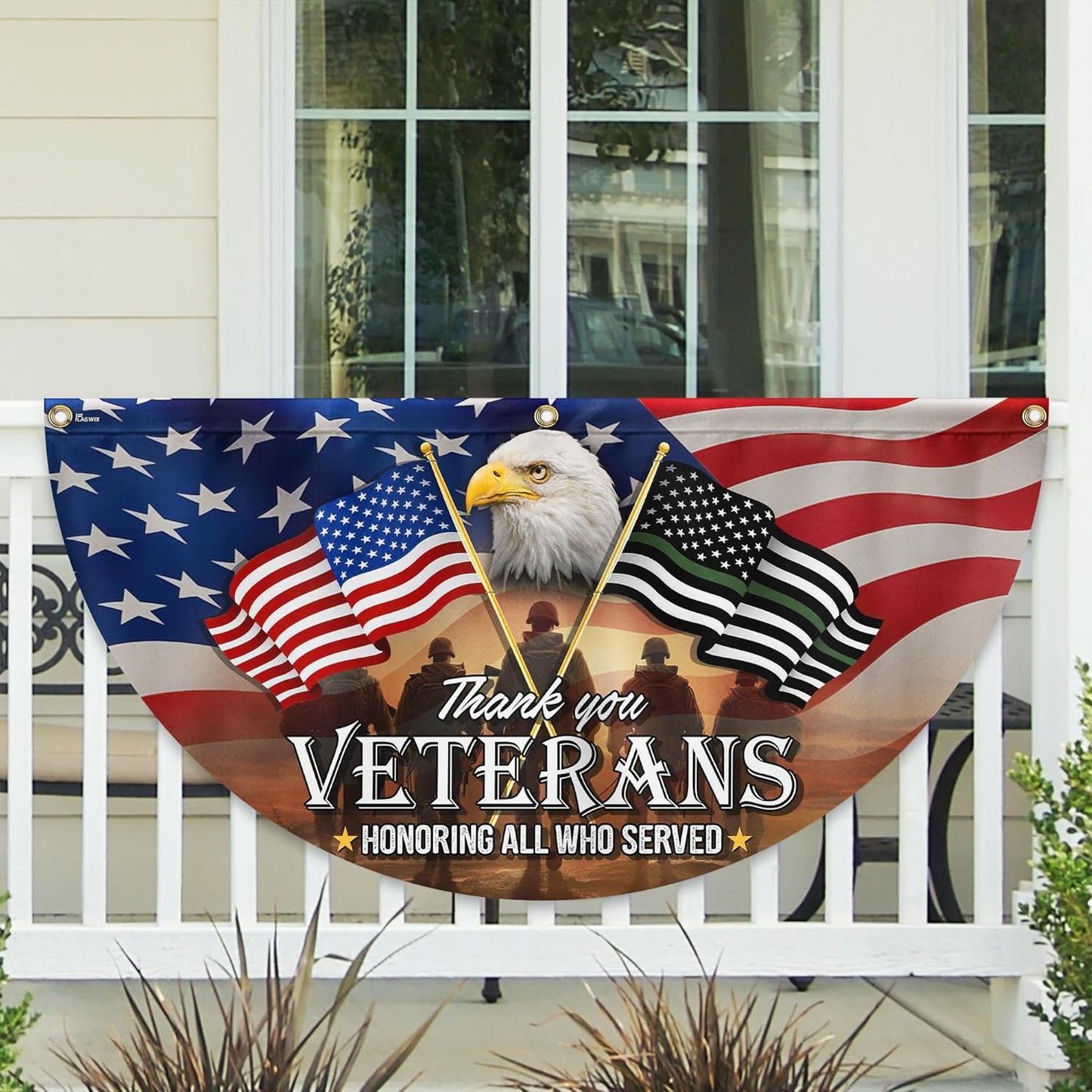 Outdoor American Army veteran non-pleated fan flag bunting 3x6 ft patriotic decorative flag for home garden 4th of July and Memorial Day decor