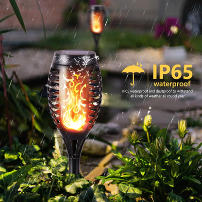 Toodour solar torch flame lights 12 pack flickering flame waterproof outdoor garden lawn patio landscape decoration lighting