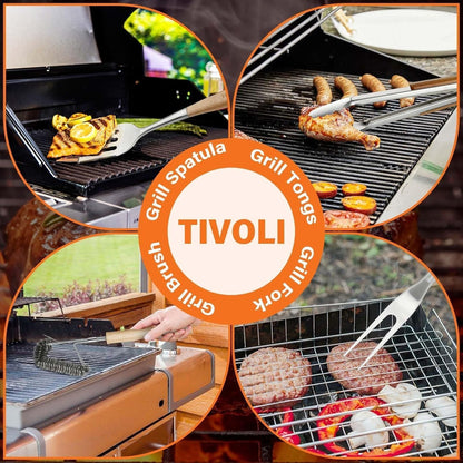 4PCS Grilling Accessories, Heavy Duty BBQ Tool Set