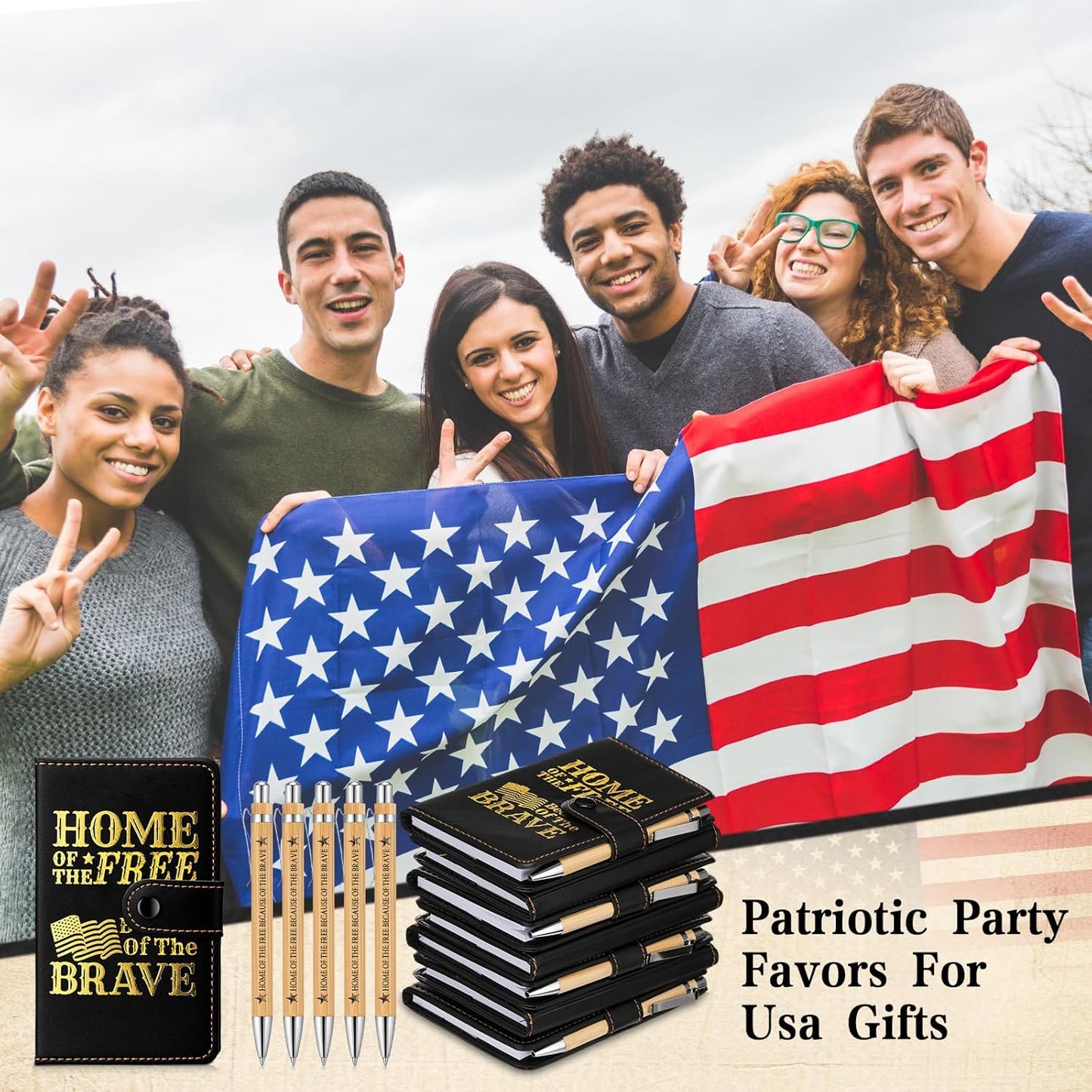 AmazingSpark 50 Sets 250 Anniversary Patriotic Gift Bulk American Flag Notepad