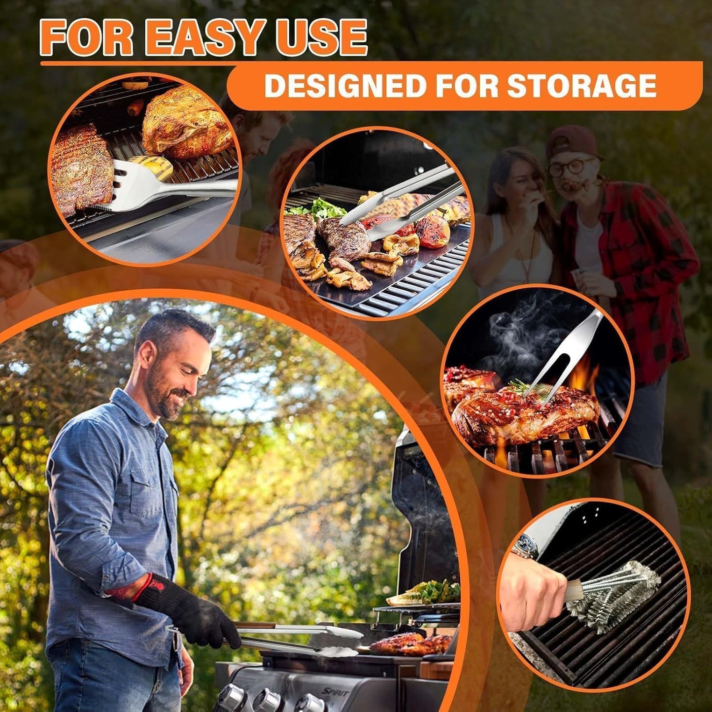 4PCS Grilling Accessories, Heavy Duty BBQ Tool Set