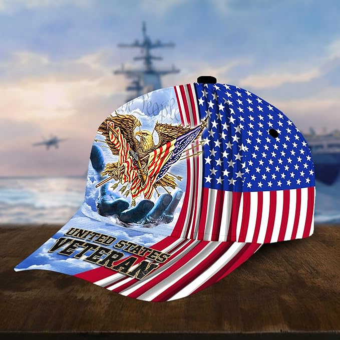  US Veteran patriotic military ball cap retired veteran gift for men