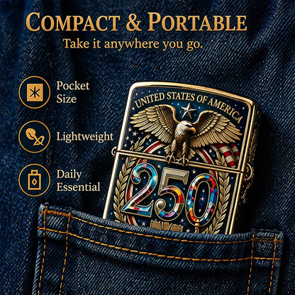 USA 250th Anniversary double sided printed metal patriotic pocket lighter gift for men
