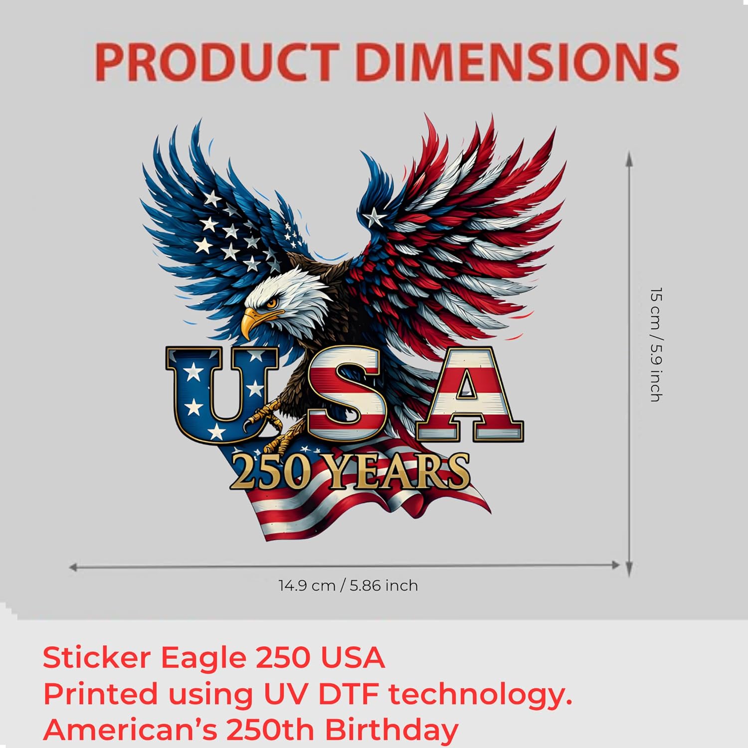 2-pack USA 250th anniversary patriotic vinyl car decals and bumper stickers 1776-2026 commemorative window decal

