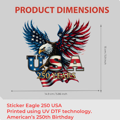 2-pack USA 250th anniversary patriotic vinyl car decals and bumper stickers 1776-2026 commemorative window decal

