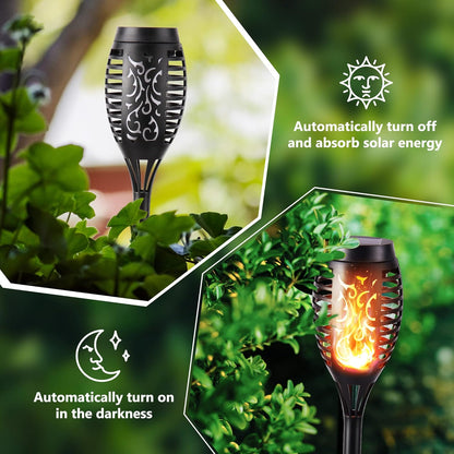 Toodour solar torch flame lights 12 pack flickering flame waterproof outdoor garden lawn patio landscape decoration lighting