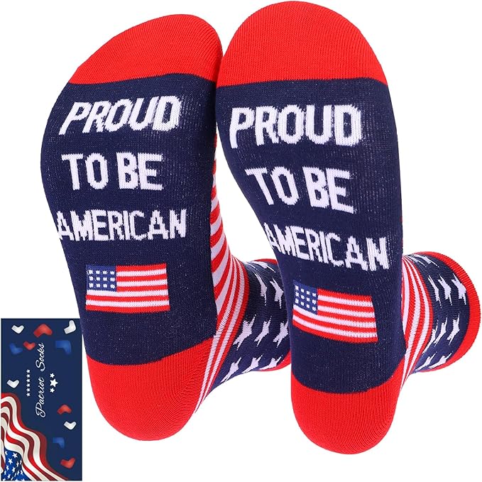 American USA flag patriotic stars and stripes socks for men and women 4th of July gift
