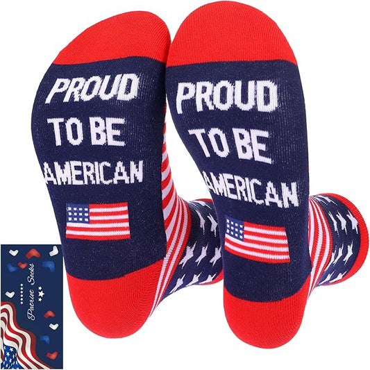 American USA flag patriotic stars and stripes socks for men and women 4th of July gift