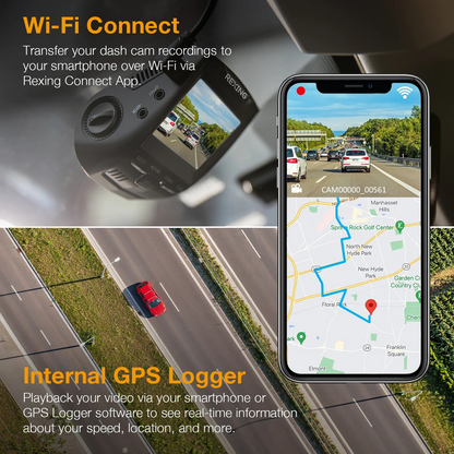 Rexing V1 4K Ultra HD dash cam with GPS logger, Wi-Fi connectivity, and CPL filter mounted in a vehicle — Veterans Value Hub