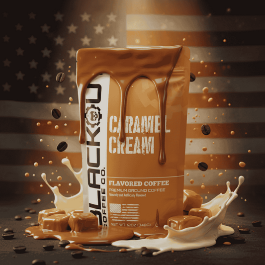 Caramel Cream flavored coffee bag with caramel, brown sugar, and vanilla cream notes