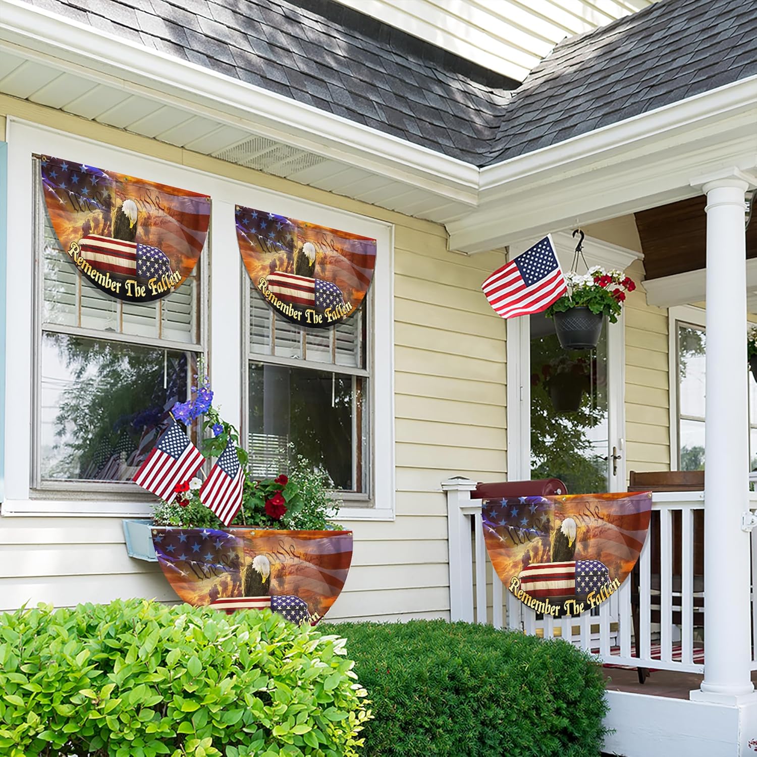 Outdoor American Army veteran non-pleated fan flag bunting 3x6 ft patriotic decorative flag for home garden 4th of July and Memorial Day decor