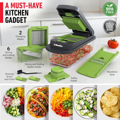Mueller Original Pro Chopper — 10-in-1 Vegetable Chopper & Mandoline Slicer with Container