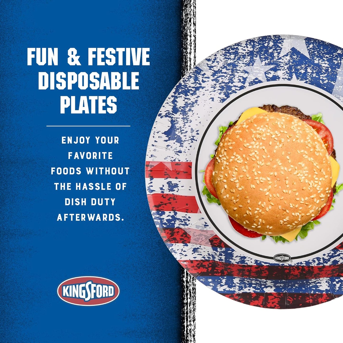 Kingsford 10-inch heavy duty white paper plates 50 count, grease resistant disposable dinner plates for BBQ cookouts tailgates and camping