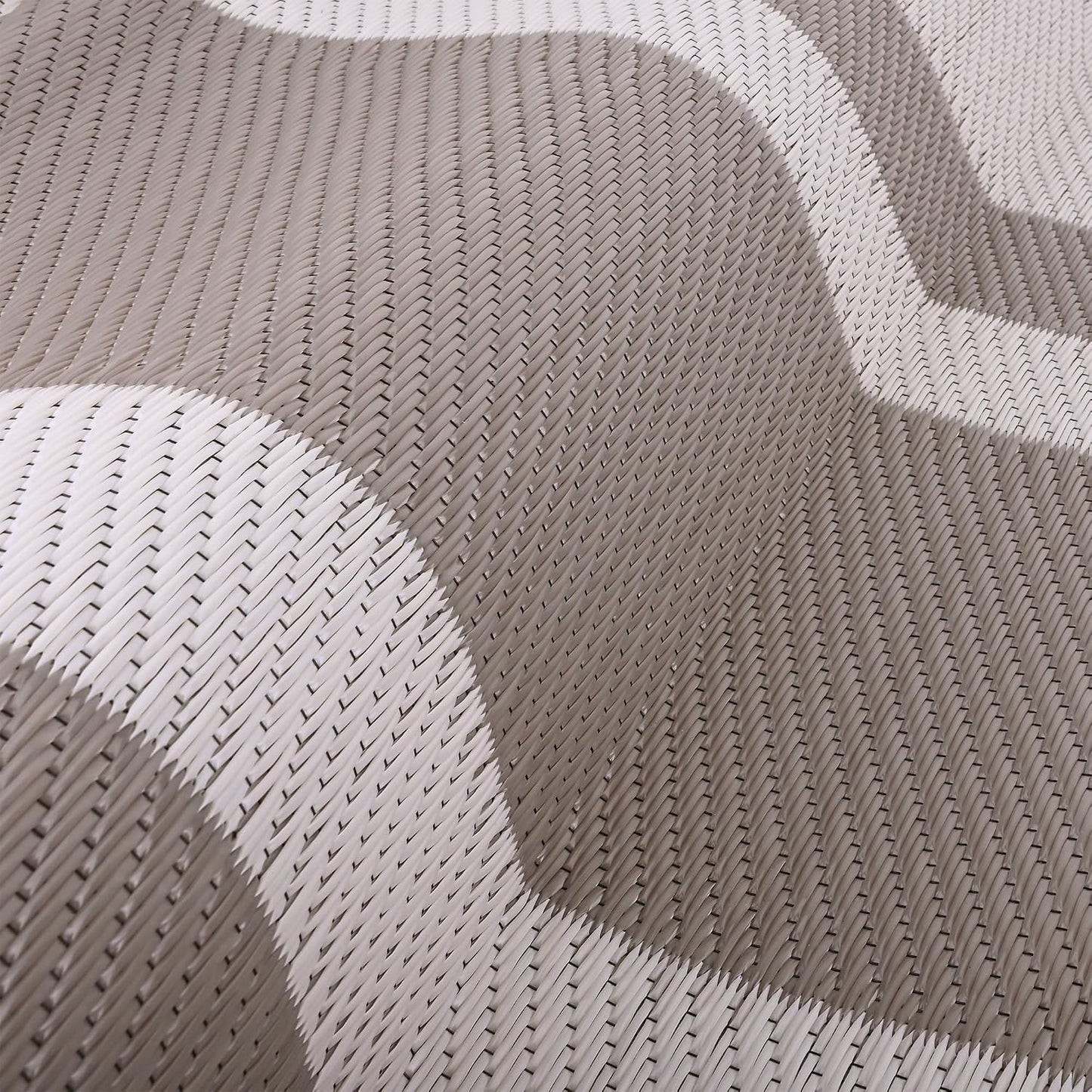 RURALITY 9x12 feet waterproof reversible plastic straw outdoor rug in light coffee for patio, porch, camping, and RV use