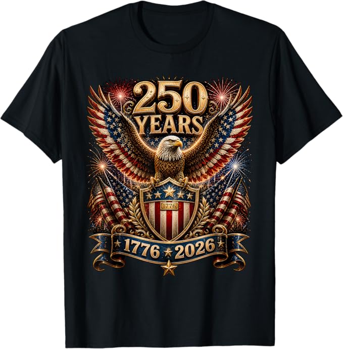 250th Anniversary patriotic eagle t-shirt America 1776-2026 Independence Day tee for veterans and patriots