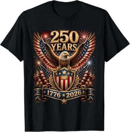 250th Anniversary patriotic eagle t-shirt America 1776-2026 Independence Day tee for veterans and patriots