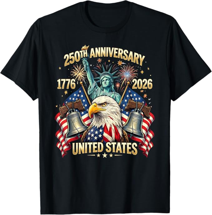 250th Anniversary patriotic eagle t-shirt America 1776-2026 Independence Day tee for veterans and patriots