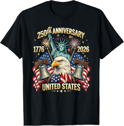 250th Anniversary patriotic eagle t-shirt America 1776-2026 Independence Day tee for veterans and patriots