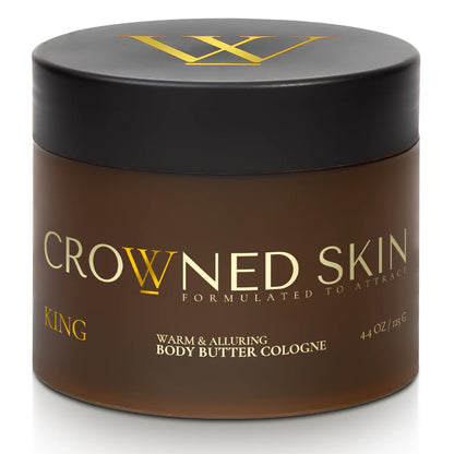 Crowned Skin King, Reign and Monarch Body Butter Cologne Set — 3-piece luxury men's grooming fragrance bundle with shea butter, jojoba and coconut oil, available at VeteransValueHub.