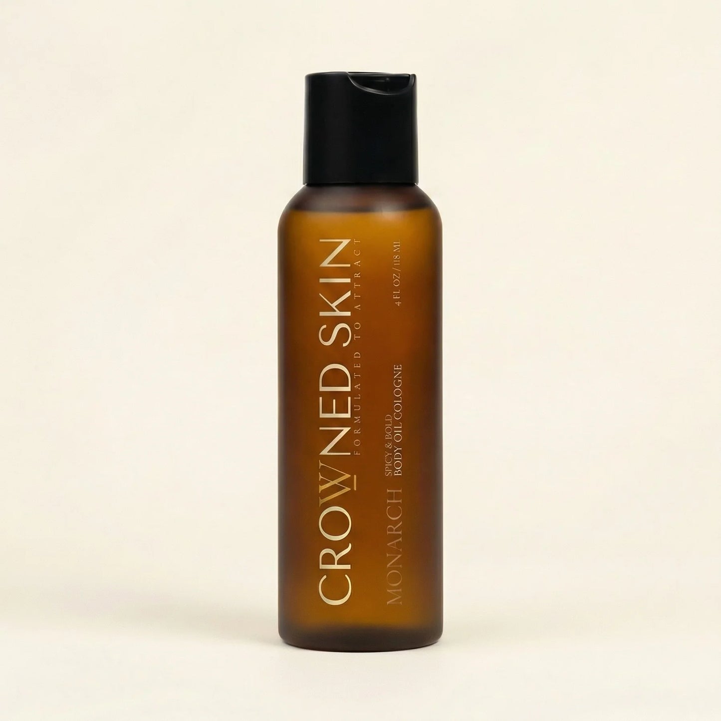 Monarch Body Oil Cologne by Crowned Skin — spicy bold lightweight body oil fragrance for men, fast-absorbing with sunflower, coconut, and jojoba oil, available at VeteransValueHub.