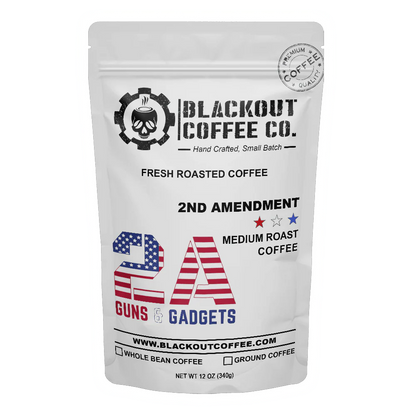 Blackout Coffee 2A Medium Roast 12 oz bag of smooth full-bodied American small-batch roasted coffee supporting 2nd Amendment rights