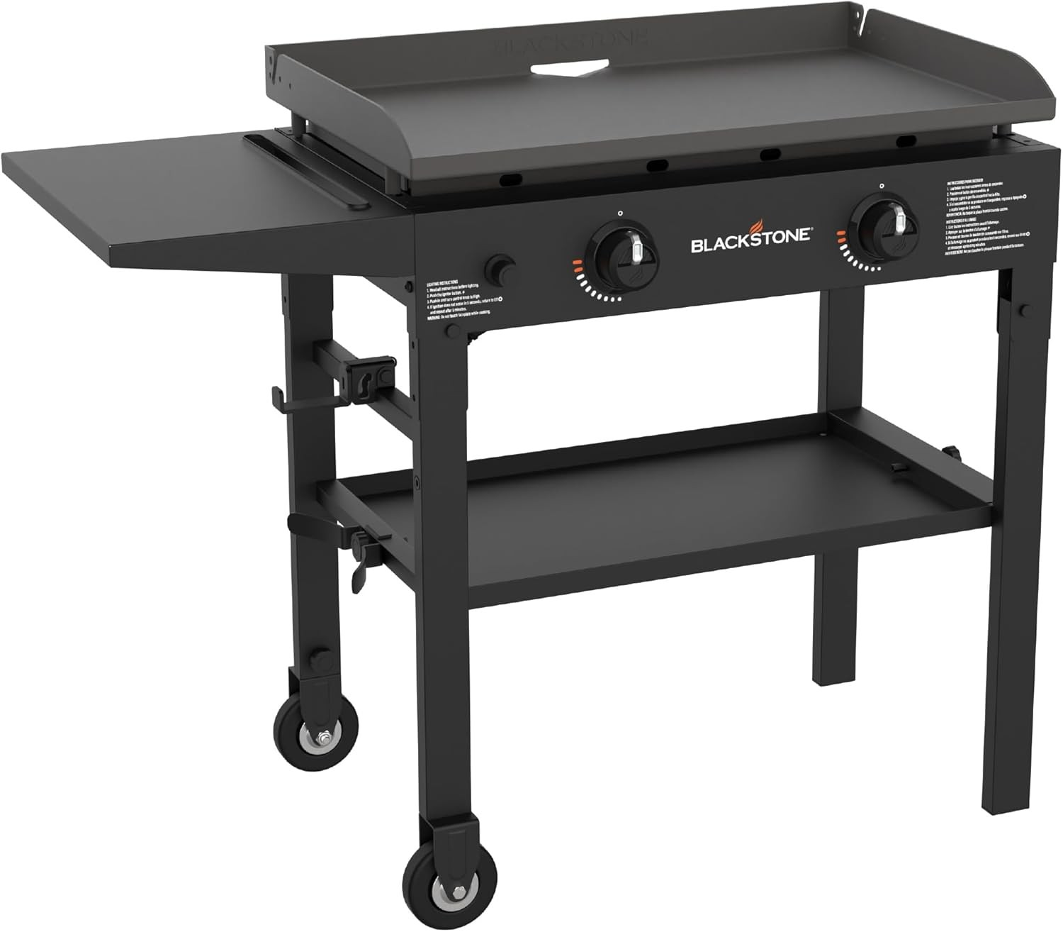 Blackstone 28-inch 2-burner propane flat top griddle station with rear grease management system outdoors — Veterans Value Hub