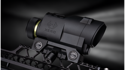 Ravin Integrated Xero X1i crossbow scope by Garmin with built-in rangefinder and digital aimpoints mounted on Ravin crossbow