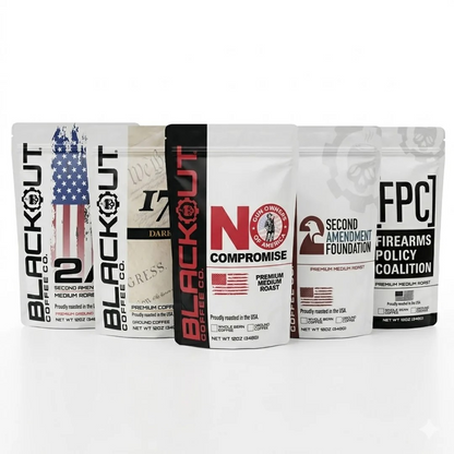 The Patriot Coffee Loadout — 5-bag Second Amendment ground coffee bundle by Blackout Coffee