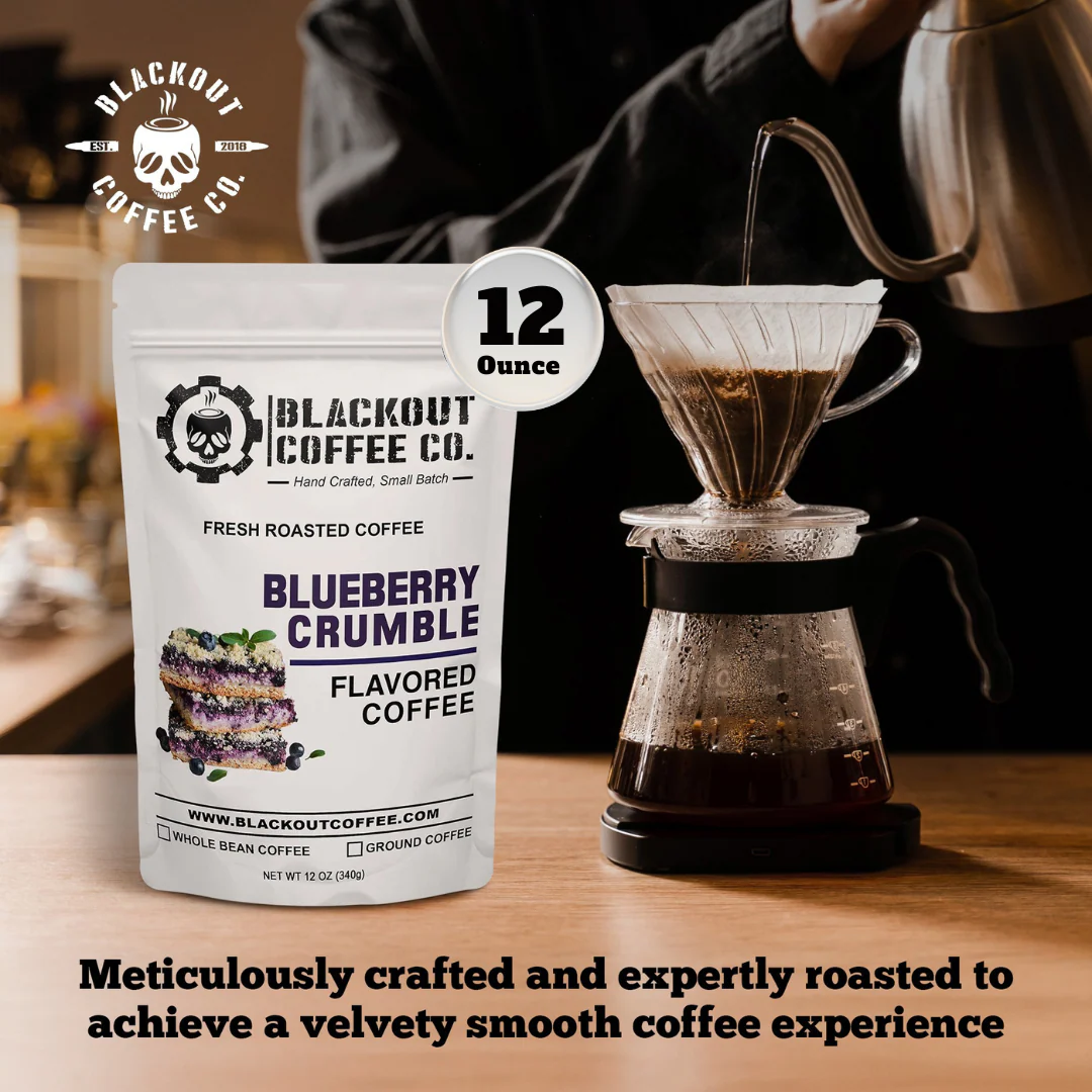 Blueberry Crumble Flavored Coffee bag by Blackout Coffee