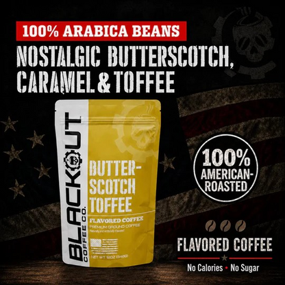Blackout Coffee Butterscotch Toffee flavored coffee bag