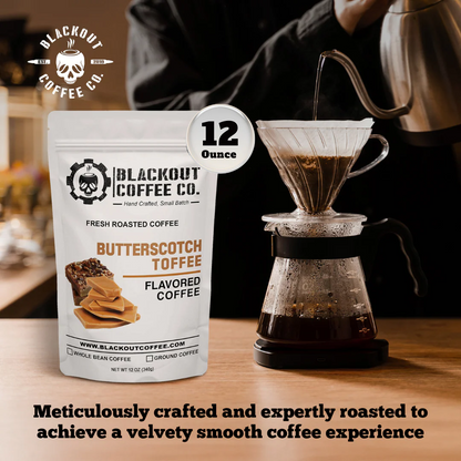 Blackout Coffee Butterscotch Toffee flavored coffee bag