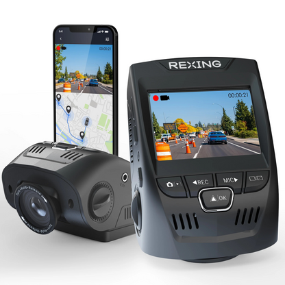 Rexing V1 4K Ultra HD dash cam with GPS logger, Wi-Fi connectivity, and CPL filter mounted in a vehicle — Veterans Value Hub