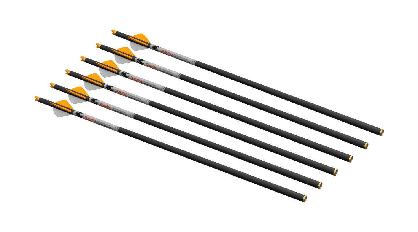 Ravin .001 R500 Series crossbow arrows 6-pack 400 grain pure carbon with .001 inch straightness tolerance for R500 crossbows