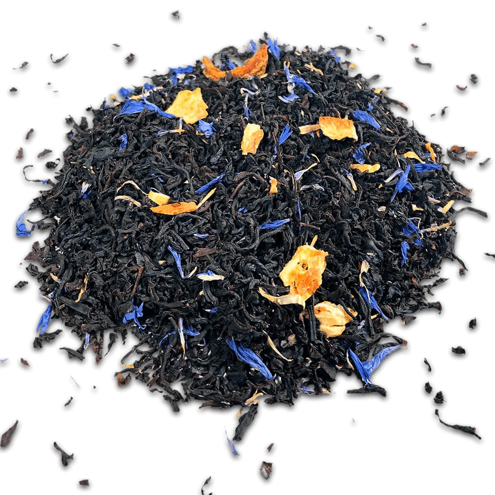 “Blackout Coffee Earl Grey Crème loose leaf tea with bergamot and crème flavor.”